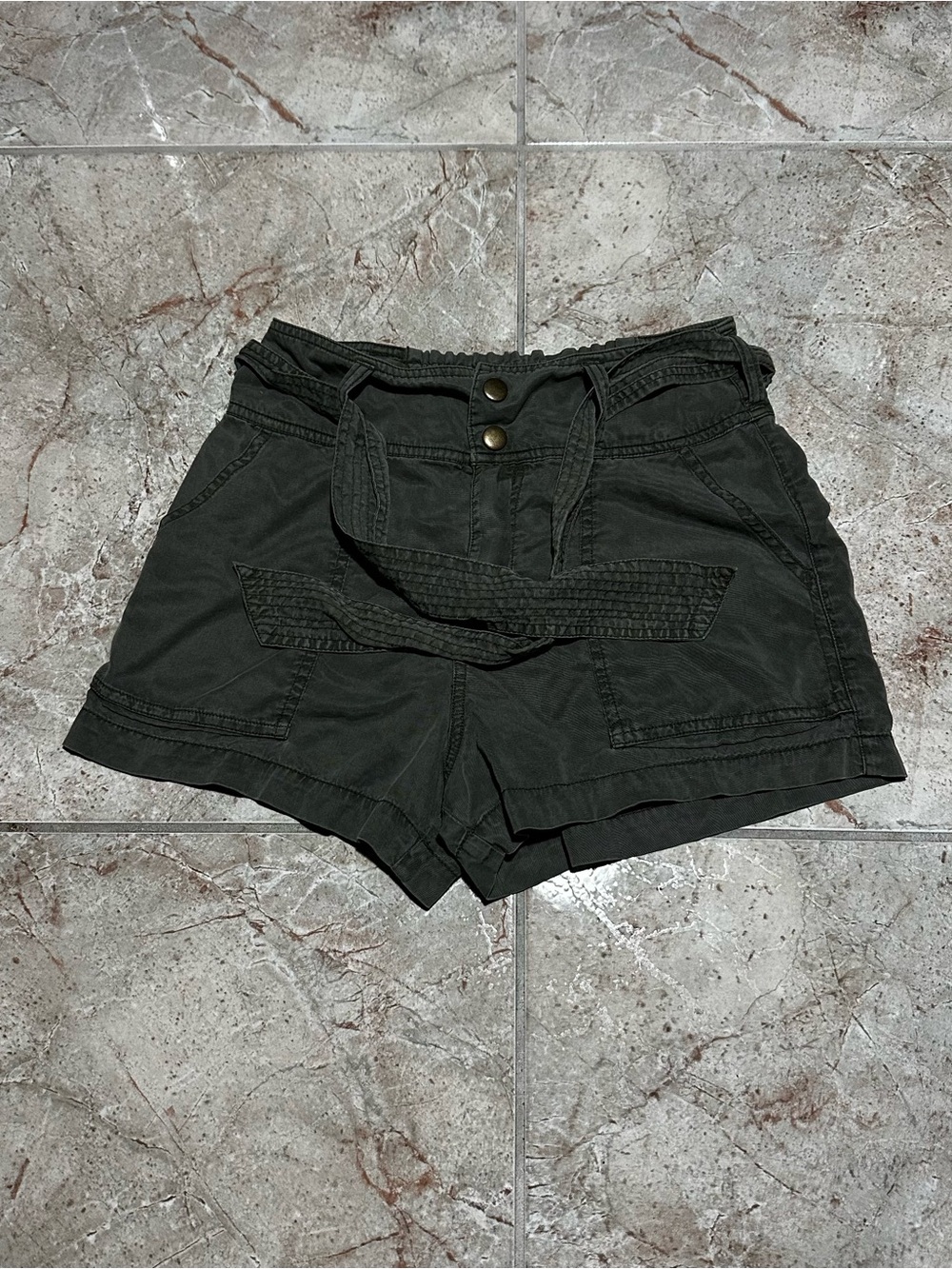 Abercrombie & Fitch Green Cargo Shorts with Belt